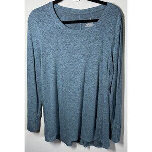 Cuddl Duds Softknit Sleep Shirt Womens Medium Blue Long Sleeve Lounge Top Winter